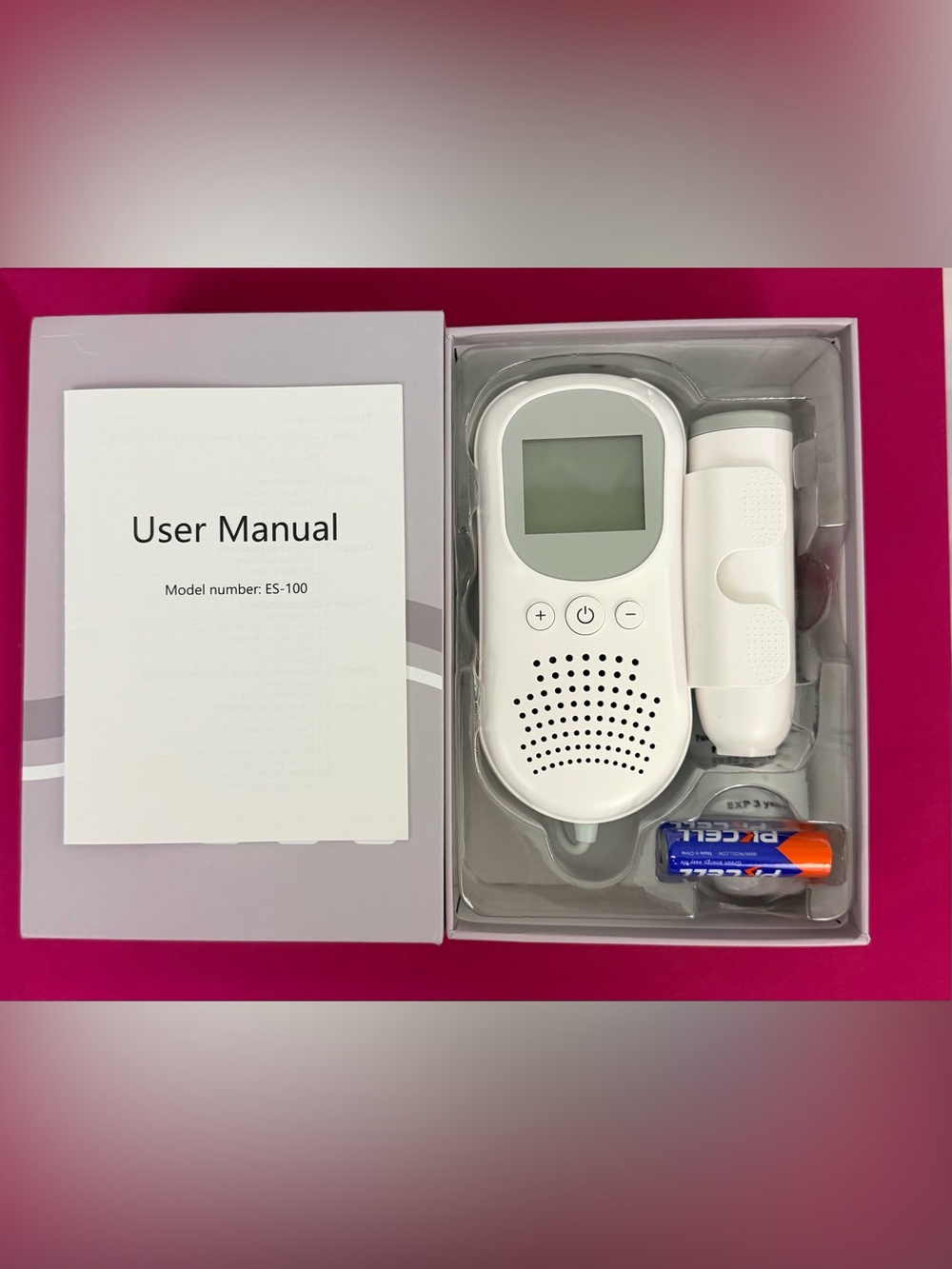 White Portable Ultrasonic Doppler Monitor ES-100 with LCD Screen ! New in box !